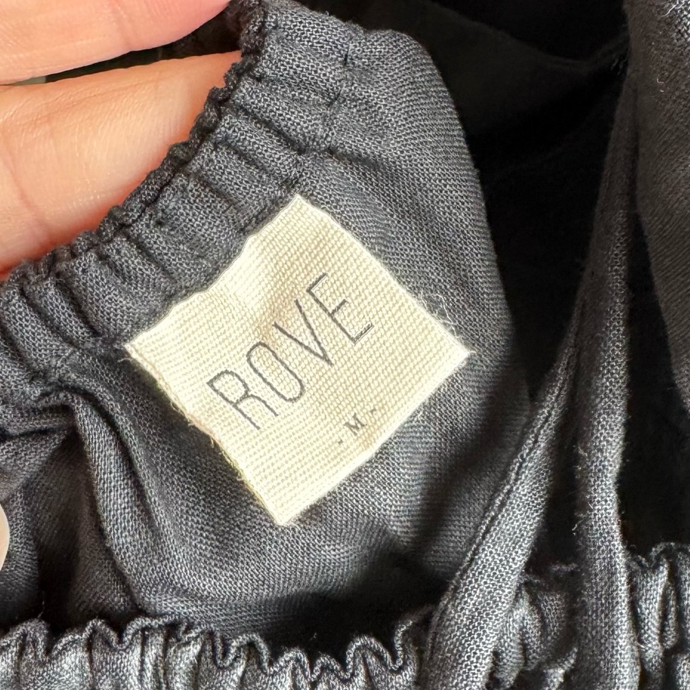 Rove JOIE Midi Dress Natural Fibers black linen cotton size medium - Picture 5 of 6